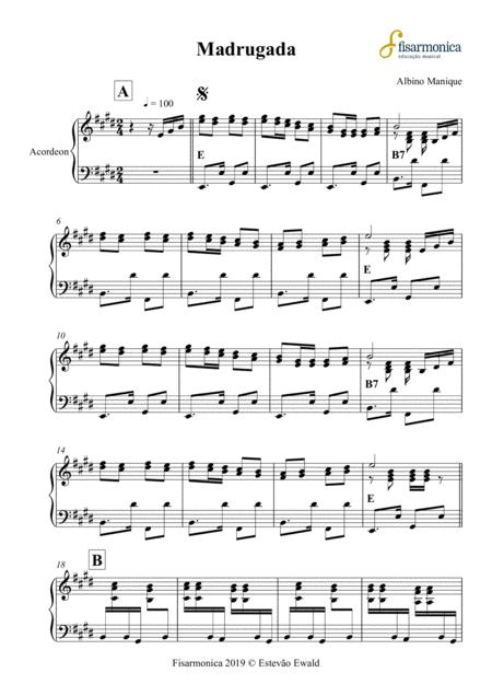 Madrugada Albino Manique Partitura Para Acordeon Sheet Music For Accordion Sheet Music