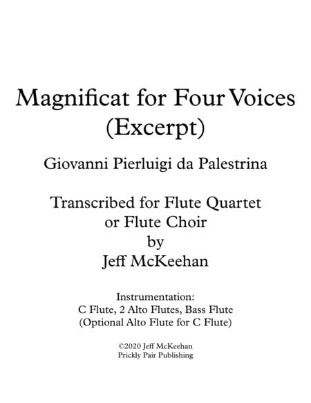 Magnificat For Flute Quartet Palestrina Sheet Music