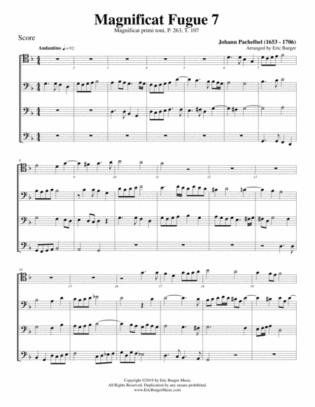 Free Sheet Music Magnificat Fugue No 7 For Trombone Or Low Brass Quartet