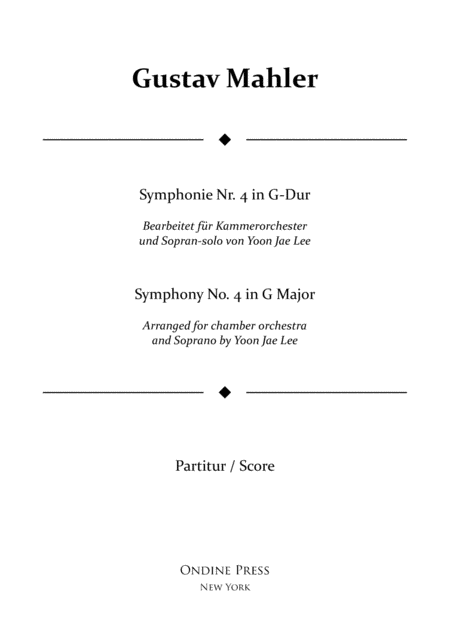 Free Sheet Music Mahler Arr Lee Symphony No 4 In G Major Full Score