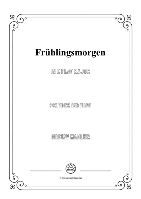 Free Sheet Music Mahler Frhlingsmorgen In E Flat Major For Voice And Piano