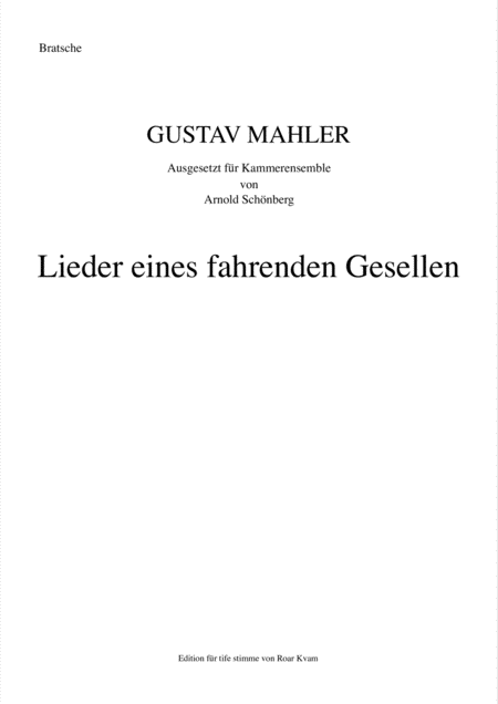 Free Sheet Music Mahler Schnberg Lieder Eines Fahrenden Gesellen Chamber Ensemble And Bass Voice
