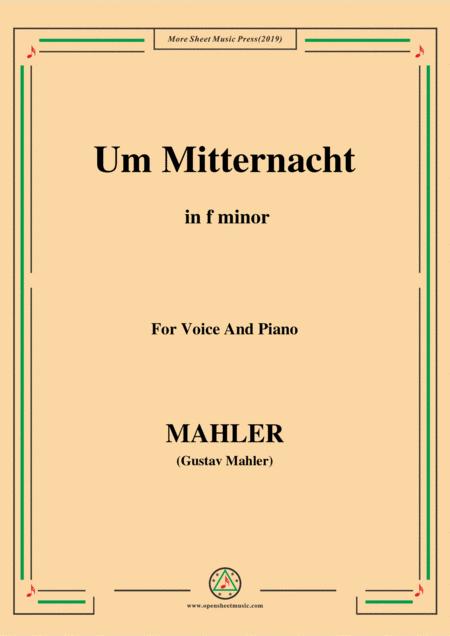 Mahler Um Mitternacht In F Minor For Voice And Piano Sheet Music