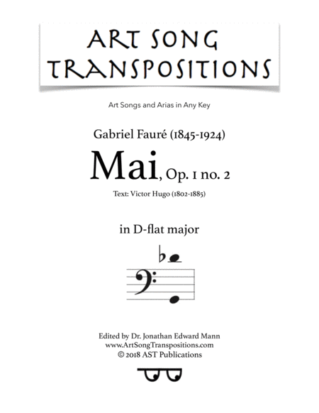 Mai Op 1 No 2 D Flat Major Bass Clef Sheet Music