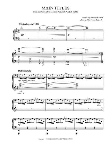 Free Sheet Music Main Titles From The Columbia Motion Picture Spider Man