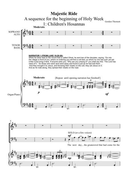 Majestic Ride A Choral Sequence For The Beginning Of Holy Week Sheet Music