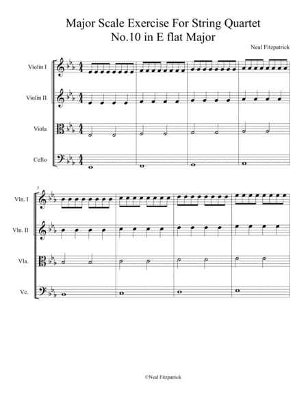 Free Sheet Music Major Scale Exercise For String Quartet No 10 In E Flat Major