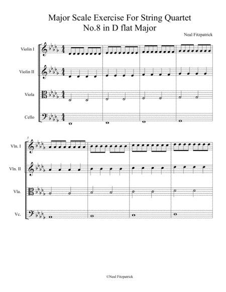 Major Scale Exercise For String Quartet No 8 In D Flat Major Sheet Music