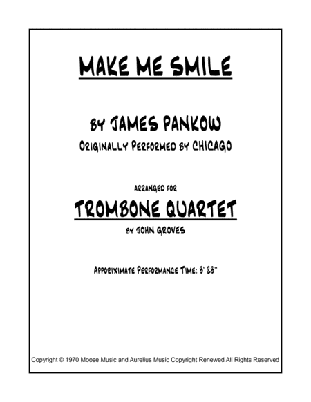 Make Me Smile Trombone Quartet Sheet Music