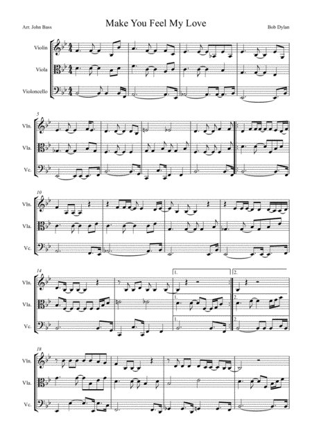 Make You Feel My Love By Adele Arranged For String Trio Violin Viola And Cello Sheet Music