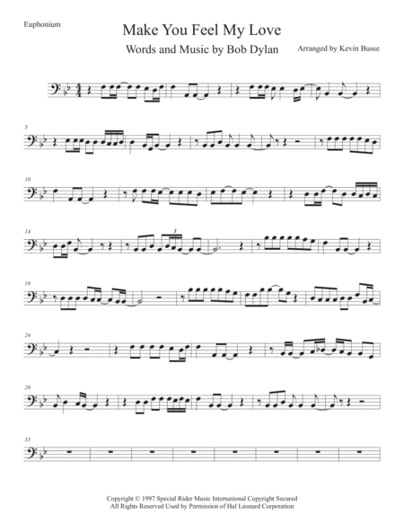 Make You Feel My Love Euphonium Original Key Sheet Music