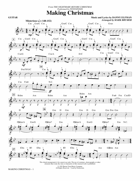 Making Christmas From The Nightmare Before Christmas Arr Mark Brymer Guitar Sheet Music