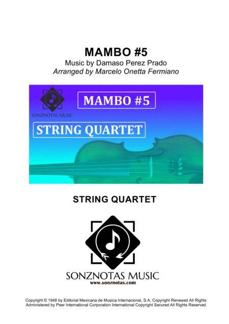 Mambo 5 Sheet Music For String Quartet Score And Parts Sheet Music