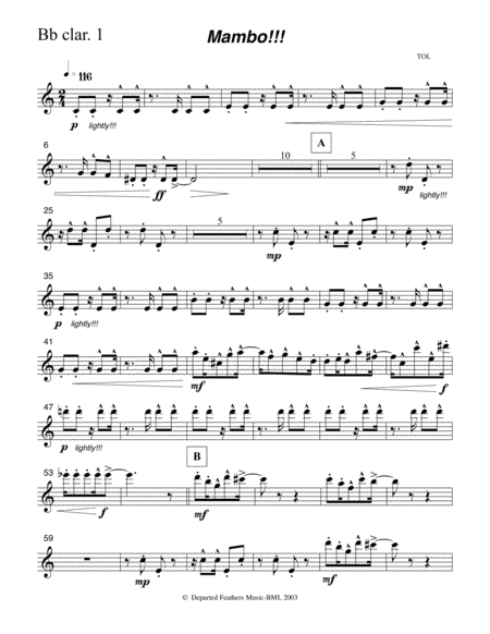 Mambo Clarinet In Bb 1 Part Sheet Music