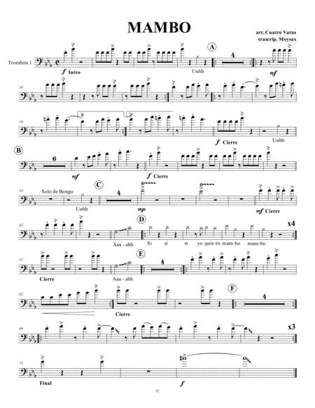 Mambo N 5 Cuarteto Trombones Cuatro Varas Sheet Music