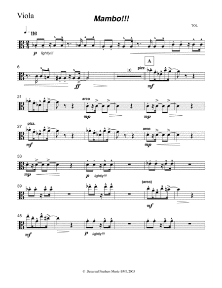 Mambo Viola Part Sheet Music