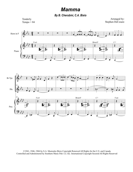 Mamma Duet For Bb Trumpet And French Horn Sheet Music