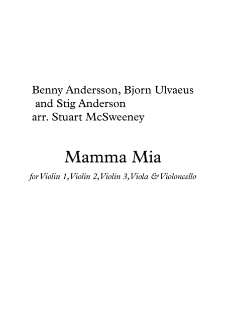 Free Sheet Music Mamma Mia String Ensemble