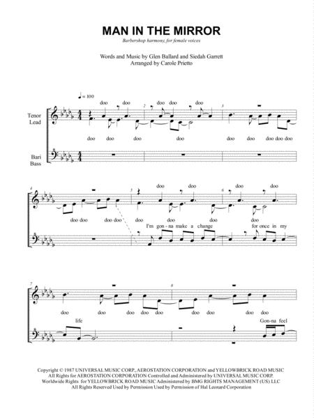 Man In The Mirror Choral Pricing Sheet Music