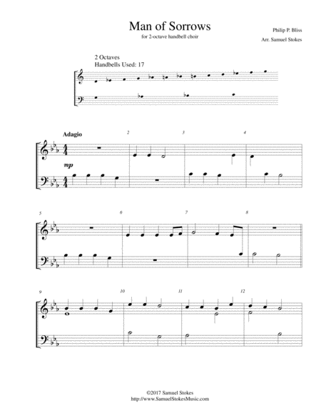 Free Sheet Music Man Of Sorrows Hallelujah What A Savior For 2 Octave Handbell Choir