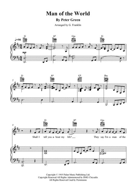 Man Of The World Sheet Music