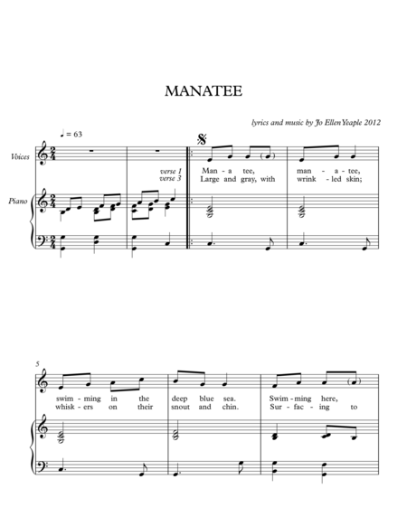 Free Sheet Music Manatee