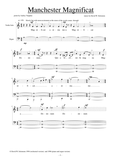 Manchester Magnificat Version For Choir Soloists Piano And Organ Sheet Music