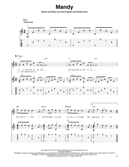 Free Sheet Music Mandy