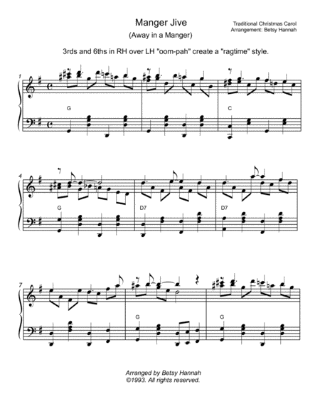 Manger Jive Away In A Manger In Ragtime Style Sheet Music