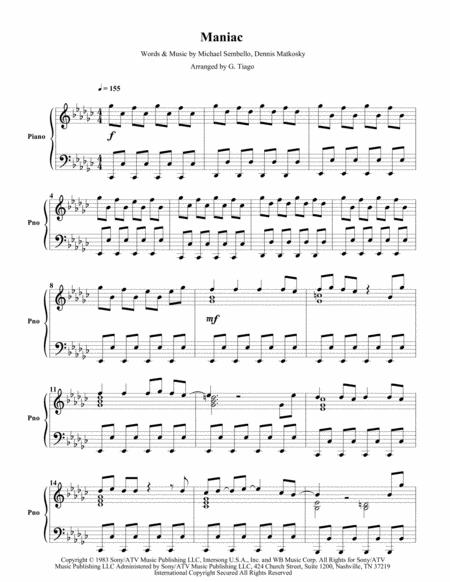 Maniac Piano Solo Sheet Music