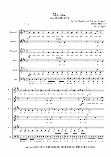 Free Sheet Music Maniac Sssaab A Capella