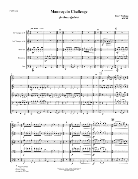 Mannequin Challenge For Brass Quintet Sheet Music