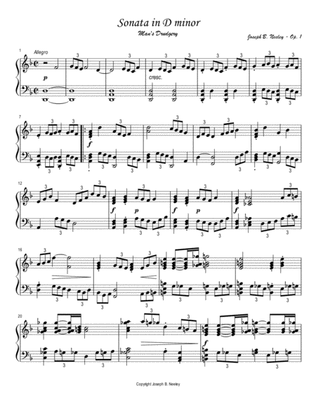 Mans Drudgery Sonata In D Sheet Music