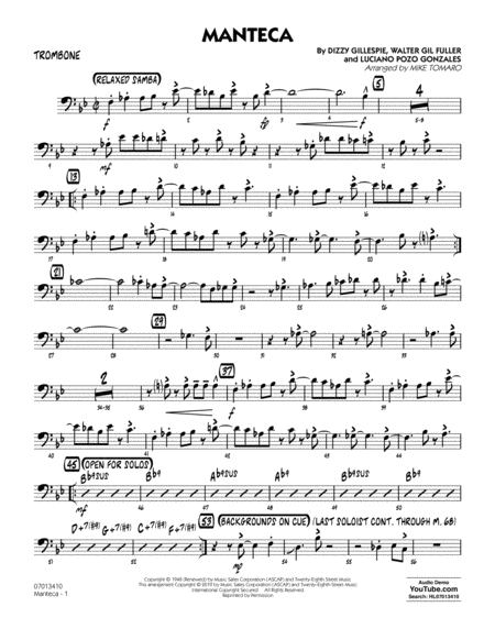 Free Sheet Music Manteca Arr Mike Tomaro Trombone