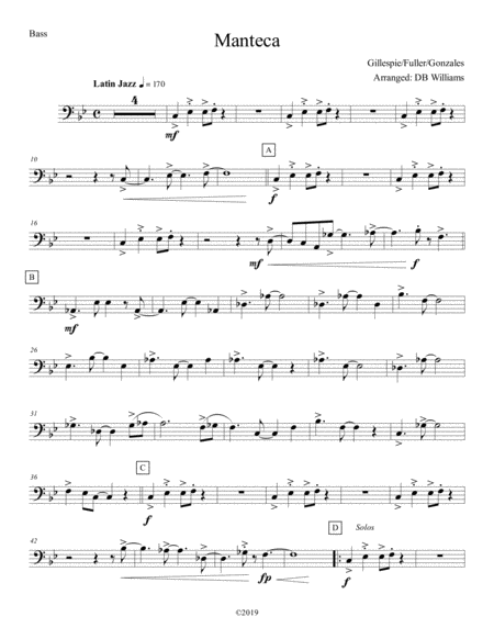 Free Sheet Music Manteca Bass