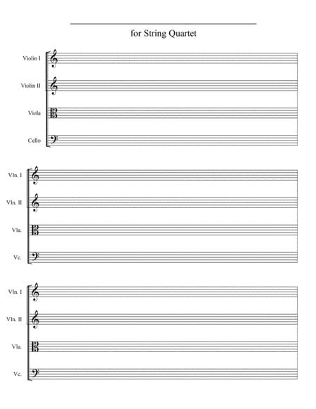 Manuscript Paper For String Quartet Letter Sheet Music