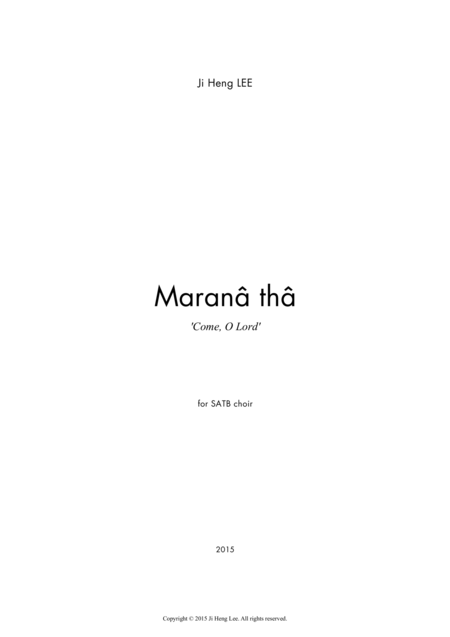 Maranatha For Satb Choir Sheet Music