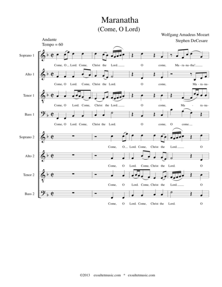 Free Sheet Music Maranatha