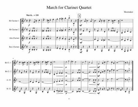 Free Sheet Music March For Clarinet Quartet