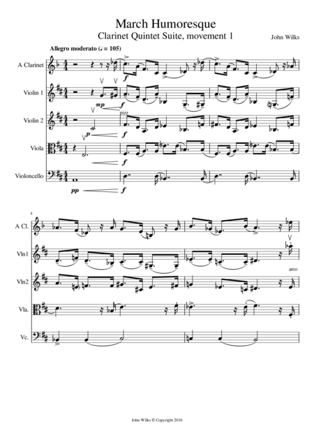 March Humoresque Clarinet Quintet Sheet Music