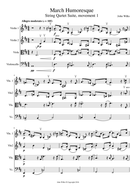 March Humoresque String Quartet Mov 1 Of String Suite Sheet Music