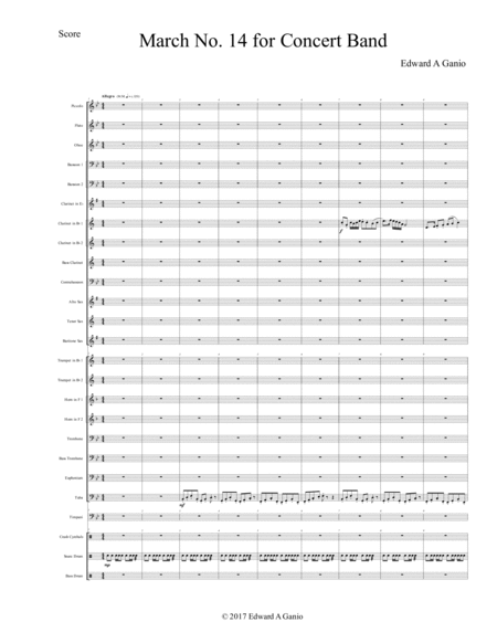 Free Sheet Music March No 14 For Concert Band