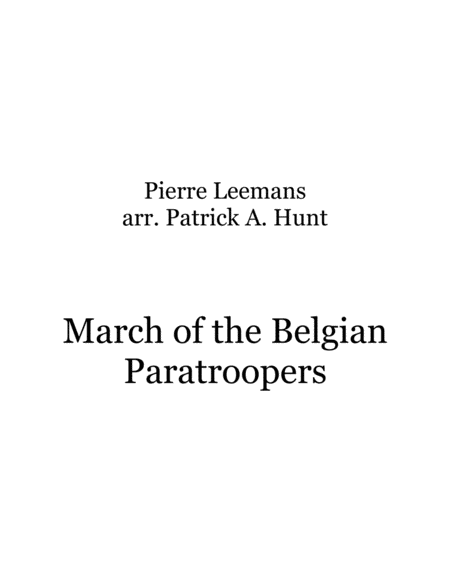 March Of The Belgian Paratroopers Marche Des Parachutistes Belges Sheet Music