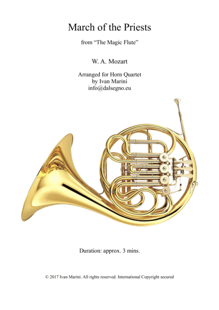 March Of The Priests From The Magic Flute By W A Mozart For Horn Quartet Sheet Music