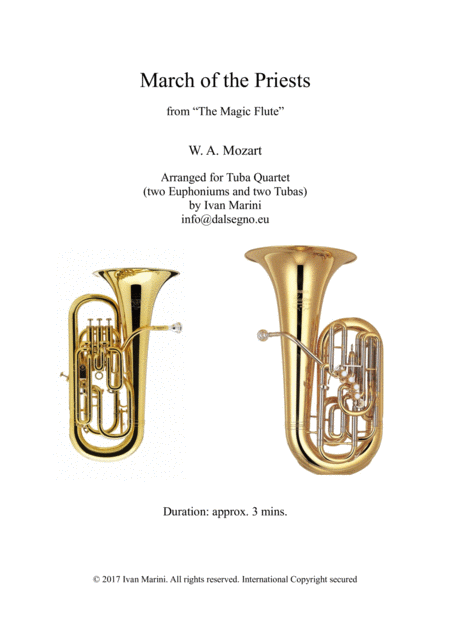 March Of The Priests From The Magic Flute By W A Mozart For Tuba Quartet Sheet Music