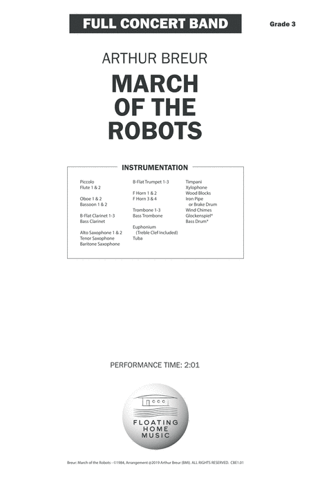 March Of The Robots Concert Band Arrangement Sheet Music