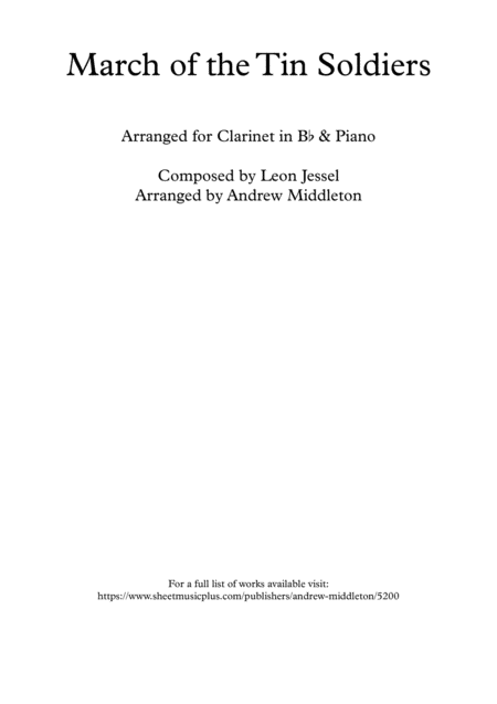 March Of The Tin Soldiers Arranged For Clarinet And Piano Sheet Music