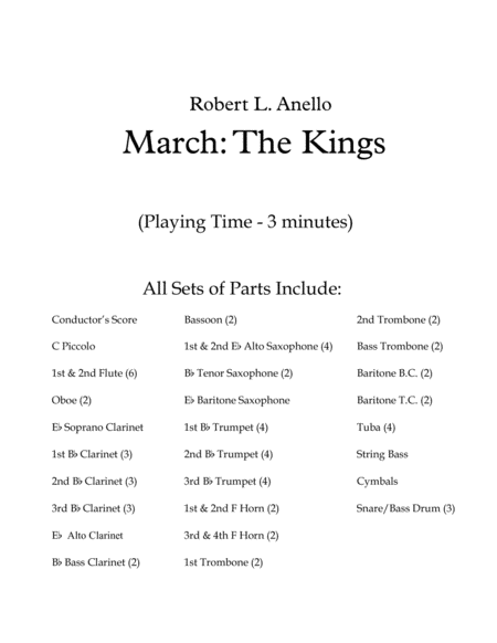 March The Kings Conductors Score Sheet Music