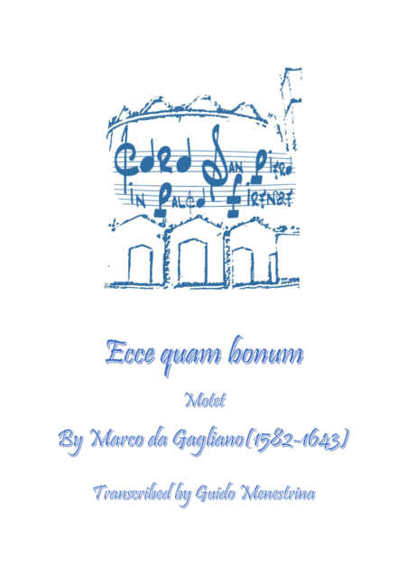 Free Sheet Music Marco Da Gagliano Ecce Quam Bonum Motet