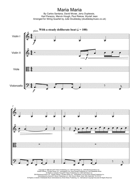 Maria Maria For String Quartet Score And Parts Sheet Music